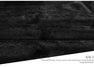 Close-up of the thick black flannel lining on the winter military utility jacket