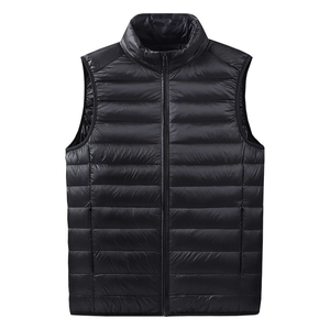 Gilet in Piumino Leggero da Uomo Con Imbottitura in Piumino d'Anatra Bianco Colletto in Piedi Giacca Senza Maniche
