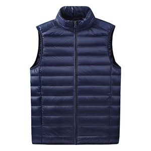 Gilet imbottito leggero da uomo blu navy con colletto dritto e design trapuntato