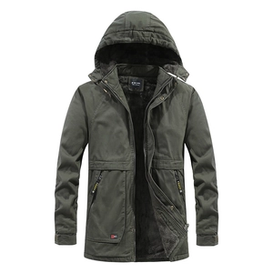 Veste de Travail à Capuche pour Hommes Épaissie Doublée Polaire Extérieur en Coton Manteau d'Hiver Chaud Parka Décontractée