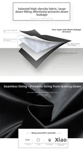 Vue détaillée de la structure à quatre couches anti-duvet pour gilet d'hiver en duvet de canard