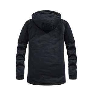 Veste à capuche thermique pour homme noire avec cordon et poignets côtelés vue arrière