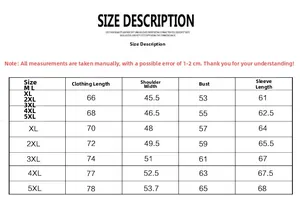 Detailed size guide table for men's winter jacket showing measurements from M to 5XL