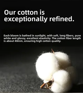 Macro shot of 40mm long-staple cotton fibers showing soft texture and high elasticity