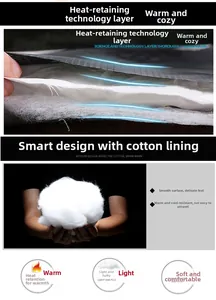 Détail de la doublure thermique avec rembourrage en fibres blanches douces pour la chaleur