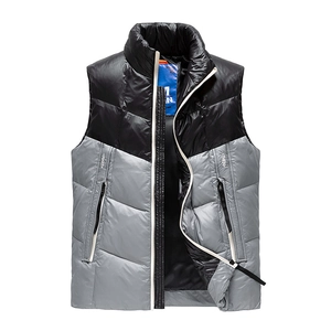 Gilet d'hiver pour hommes en tissu contrasté noir brillant et gris mat élégant