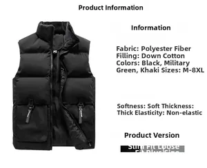 Fiche technique détaillée du gilet matelassé noir avec guide des tailles et matériaux