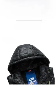 Detailed close-up of dark grey grid pattern ripstop fabric on a men's hooded vest