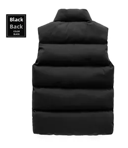 Vue arrière détaillée d'un gilet matelassé noir avec col montant et surpiqûres