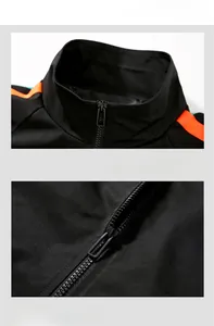 Detail view of the stand-up collar and resin zipper on the casual sport jacket