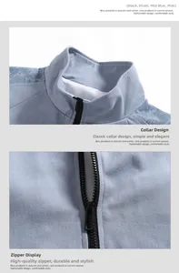 Close-up of stand collar jacket with paisley pattern shoulder and high quality metal zipper
