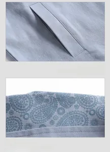 Detailed view of casual jacket showing side seam pocket and paisley pattern fabric