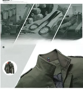 Gros plan de la veste homme vert armée montrant le col montant avec doublure en tricot