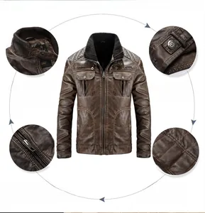 Dettaglio giacca da moto vintage marrone con spalle trapuntate e colletto a costine