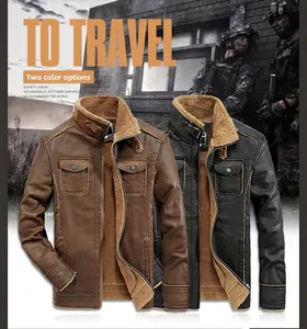 Detail of warm sherpa fleece lining inside men's brown and black biker leather jackets