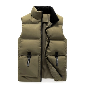 Gilet Matelassé Homme Col Montant Chaud Coupe-vent Style Cargo Gilet Décontracté Veste Sans Manches Mode Style Coréen
