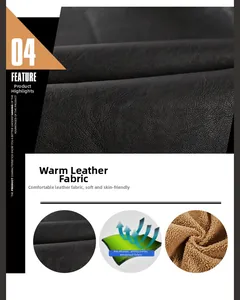 Detail of windproof men's leather jacket with soft brown fleece lining and grain texture