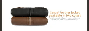 Detail showing black and brown faux leather jackets with warm fleece lining and zippers