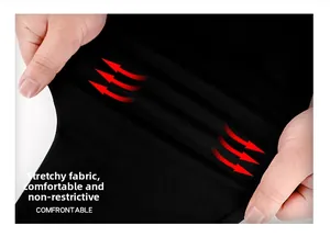 Detail showing high-elasticity black fabric being stretched for athletic pants