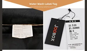 Detailed close-up of the wash label and brand tag on a men's PU leather motorcycle jacket