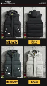 Collage di gilet con cappuccio slim fit da uomo in nero, grigio scuro e kaki