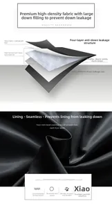 Detailed four-layer anti-down structure showing premium white duck down filling material