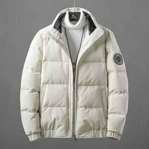 Piumino bianco da uomo elegante con collo alto e design trapuntato per l'inverno