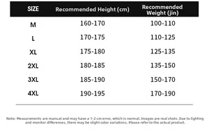 Detailed size chart for men's winter down vest showing height and weight recommendations