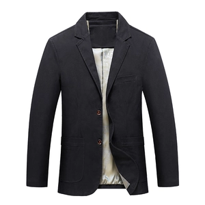 Veste de costume décontractée noire pour homme en denim de coton avec doublure style vintage