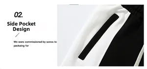 Detail view showing functional side pockets and contrasting black and white knit panels