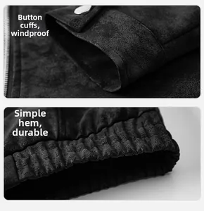 Detailansicht der matten PU-Lederjacke mit verstellbaren Knopfbündchen und elastischem Saum