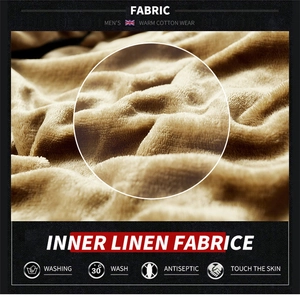 Close-up of soft camel polar fleece inner lining showing warm texture and fabric details