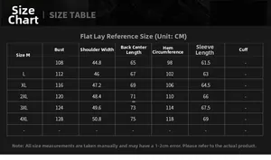 Detailed size chart for men's casual slim fit jacket with measurements from M to 4XL