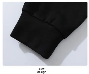 Detail of black ribbed knit cuffs on a long-sleeve cotton sweatshirt for men