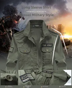Detail view of army green tactical shirt featuring embroidery and waterproof fabric