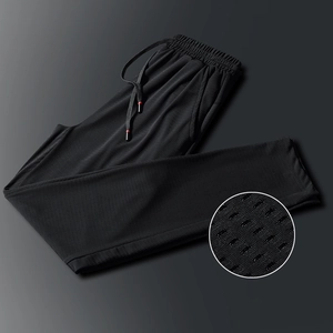Men's Breathable Mesh Joggers Nylon Spandex Lightweight Elastic Loose Cropped Pants Sporty Casual Bottoms For Men Daily Wear