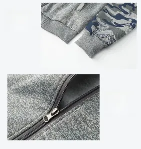 Détails du sweat à capuche gris avec poignets élastiques et fermeture éclair fluide