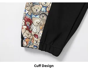 Poignet élastique de pantalon de jogging pour hommes avec patchwork à motif d'ours