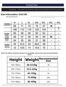 Detailed size chart for men's casual cotton shirt with measurements from M to 3XL
