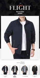 Detail of reversible flight jacket showing rib-knit cuffs and vertical zip pockets