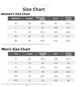 Detailed size chart for men and women including M to 4XL dimensions for hooded sun protection tops