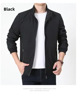 Close-up of the black reversible stand collar jacket with high-quality zipper detail