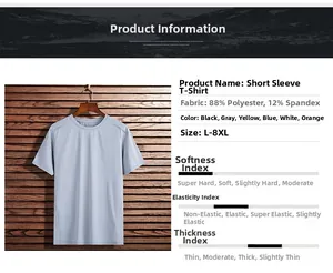 Detailansicht der Stoffzusammensetzung und Größentabelle L bis 8XL des grauen T-Shirts