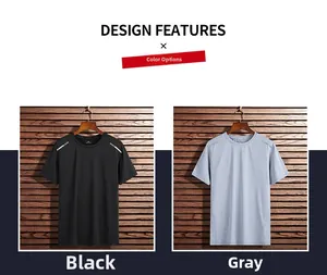 Detailansicht der schwarzen und grauen Sport-T-Shirts mit reflektierenden Schulterstreifen