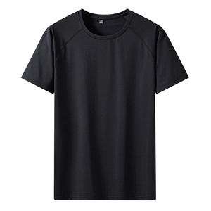Men's breathable mesh t-shirt in black featuring a classic round neck and raglan sleeves