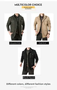 Detailed comparison of multi-pocket hooded work jackets in green, khaki, and black colors
