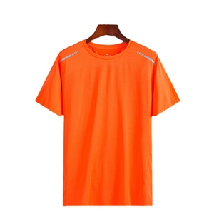 Herren T-Shirt in hellem Orange aus atmungsaktiver Eisseide mit reflektierenden Streifen