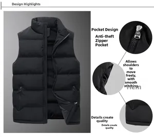 Détail du gilet pare-vent pour homme montrant la fermeture éclair et les coutures