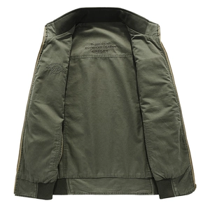 Gilet en coton réversible pour hommes en vert olive avec col côtelé et imprimé vintage