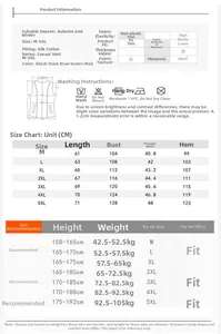 Guide des tailles pour gilet d'hiver homme avec mesures détaillées de M à 5XL